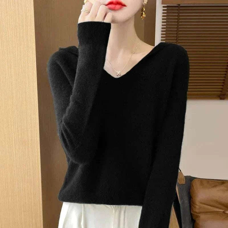 Women Autumn Winter Clothing Hooded Collar Pullover